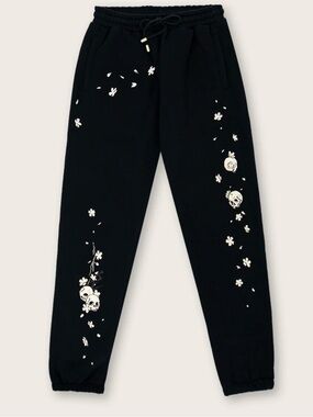 Black Floral Skull Jogger Sweatpants Cool Shirtz